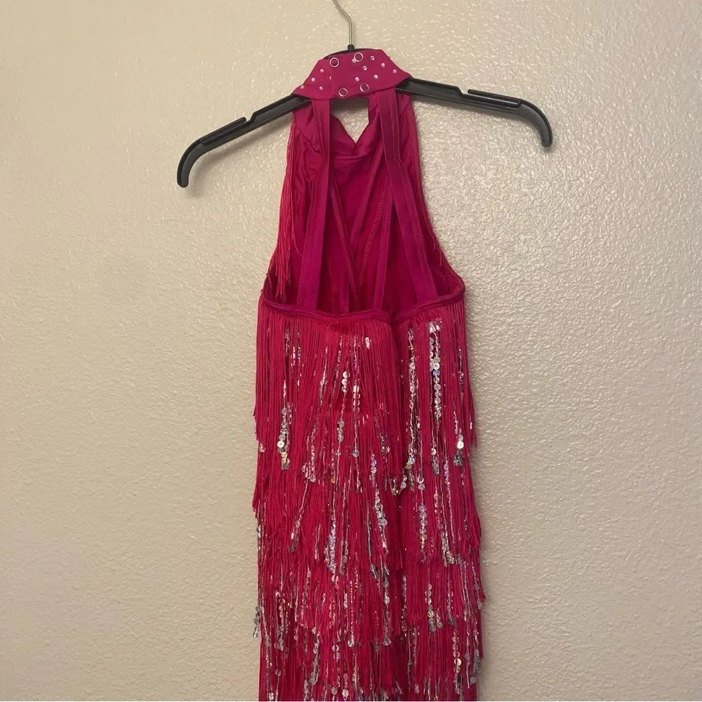Weissman Dance costume hot pink sassy fringe dress Spice Up Your Life 14130 LC
